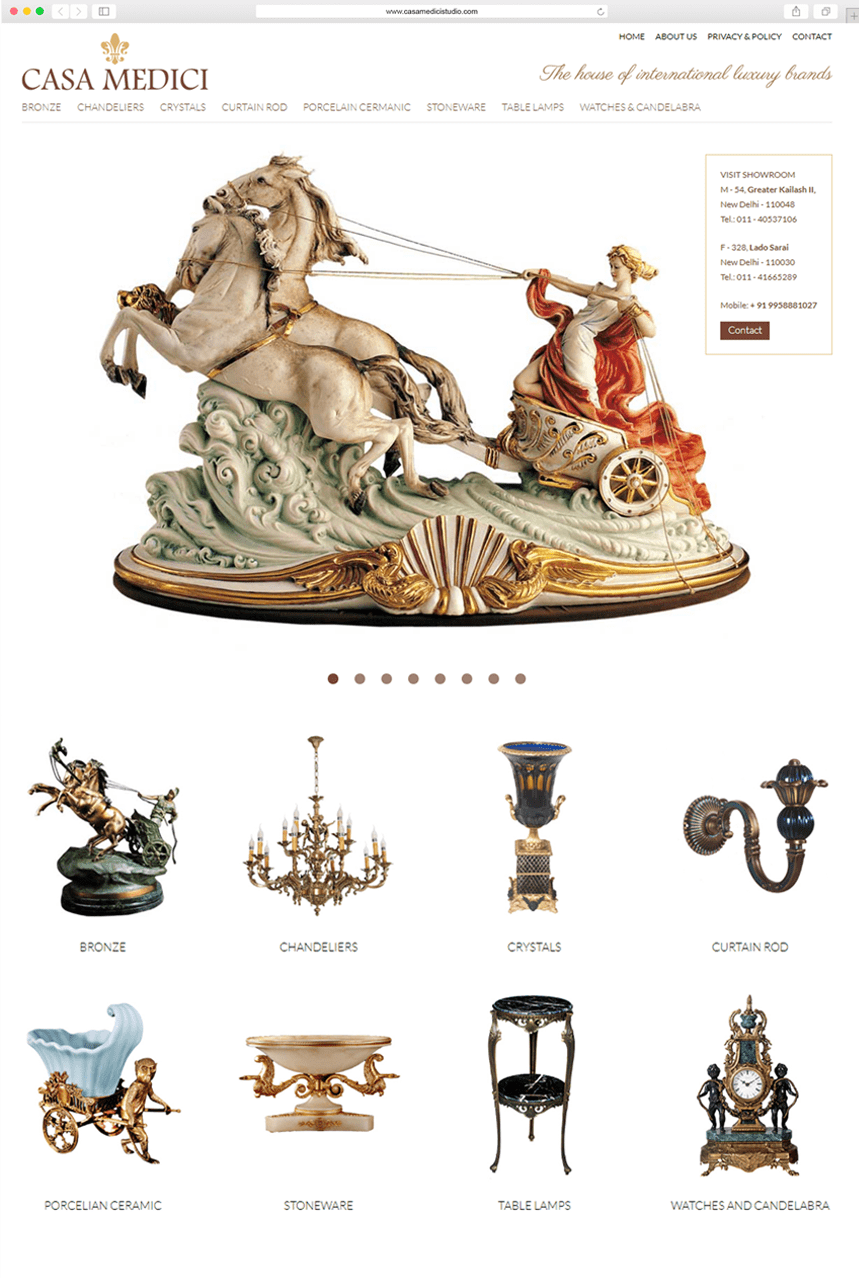 Website Design of Casa Medici